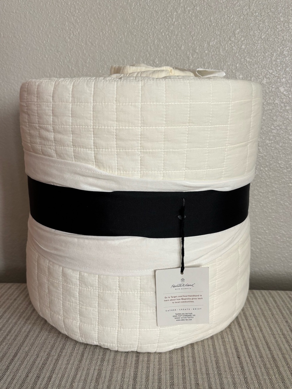 NWT King Grid Stitch Quilt Sour Cream - Hearth & Hand with Magnolia